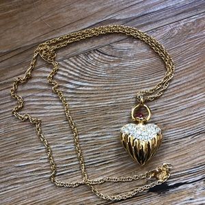 Joan Rivers Gold Heart Necklace with Crystals